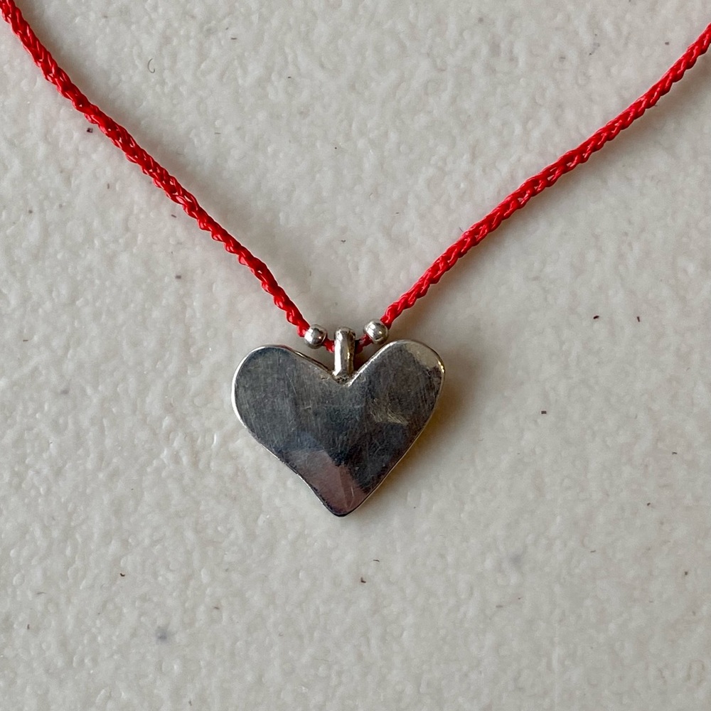 Jill Platner Red Hammered Heart Necklace
